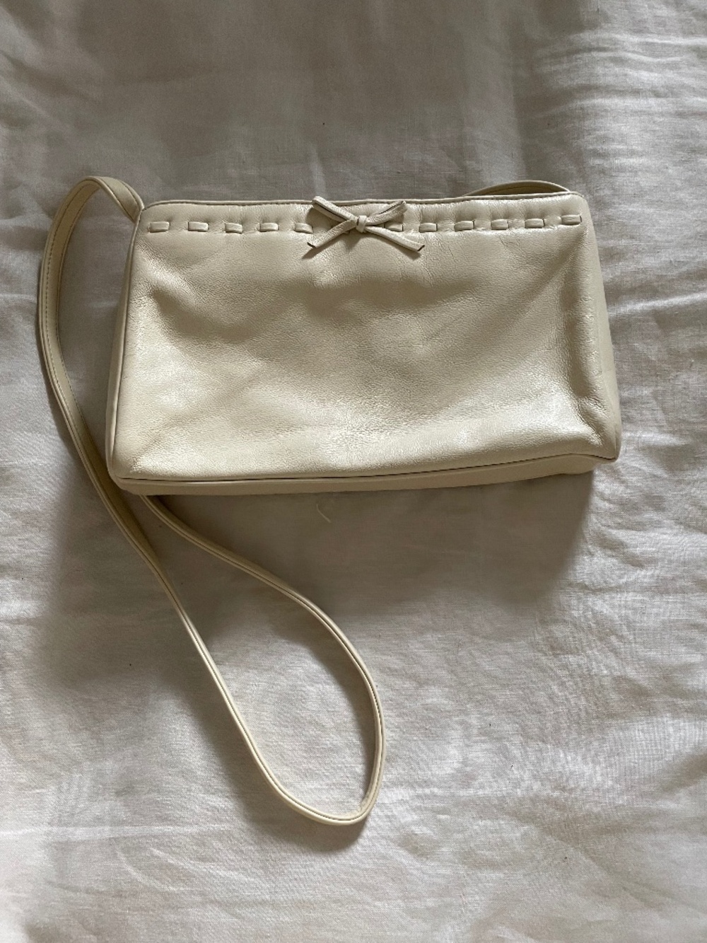 Vintage leather crossbody coquette handbag with bow